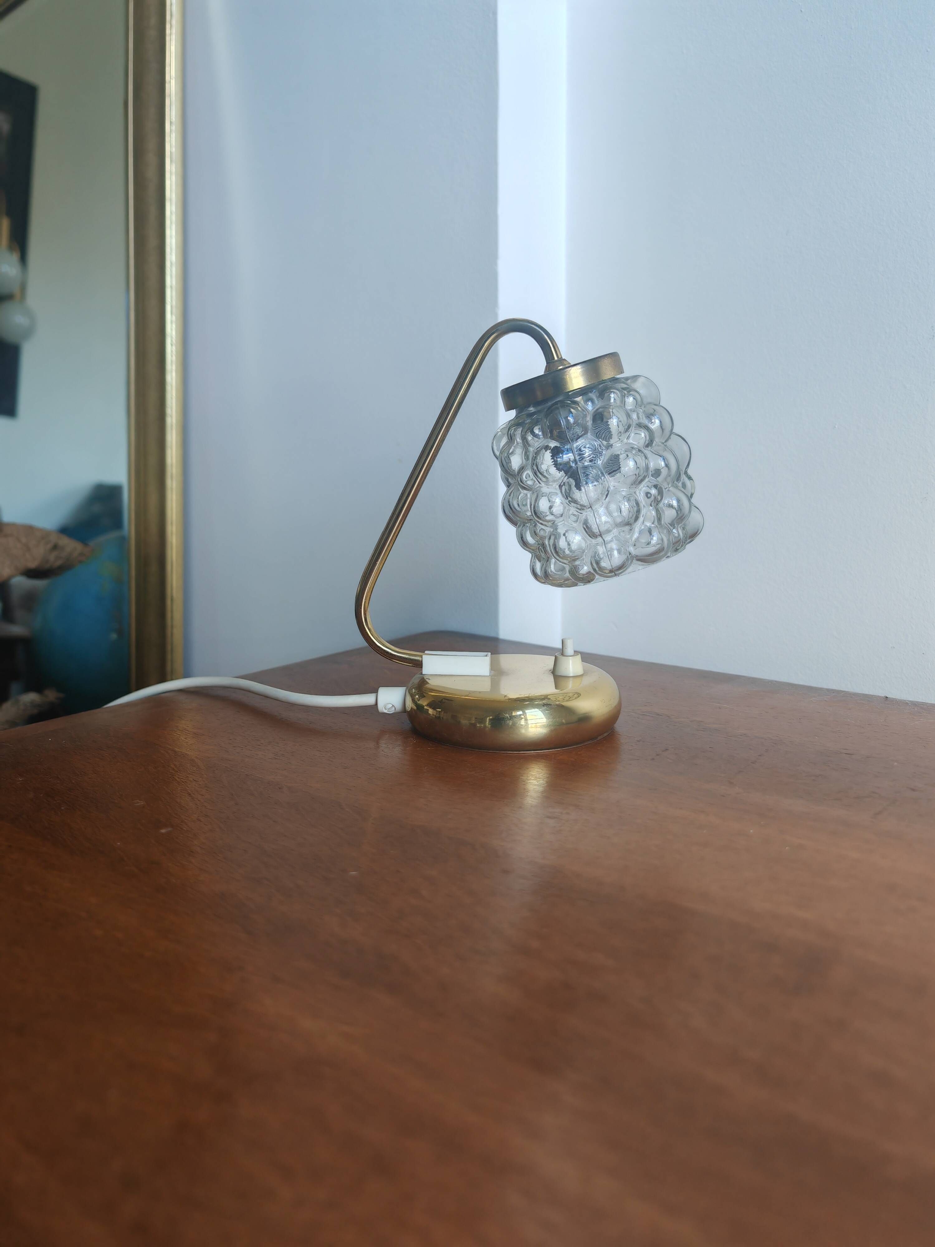 Small vintage brass and bubble glass lamp SARU (Germany) – 1960s