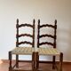 6 chaises italiennes rustiques, restaurées, années 1950