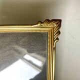 ART DECO  Gold  colored Metal Picture Frame 25 cm x 19 cm CONVEX Glass