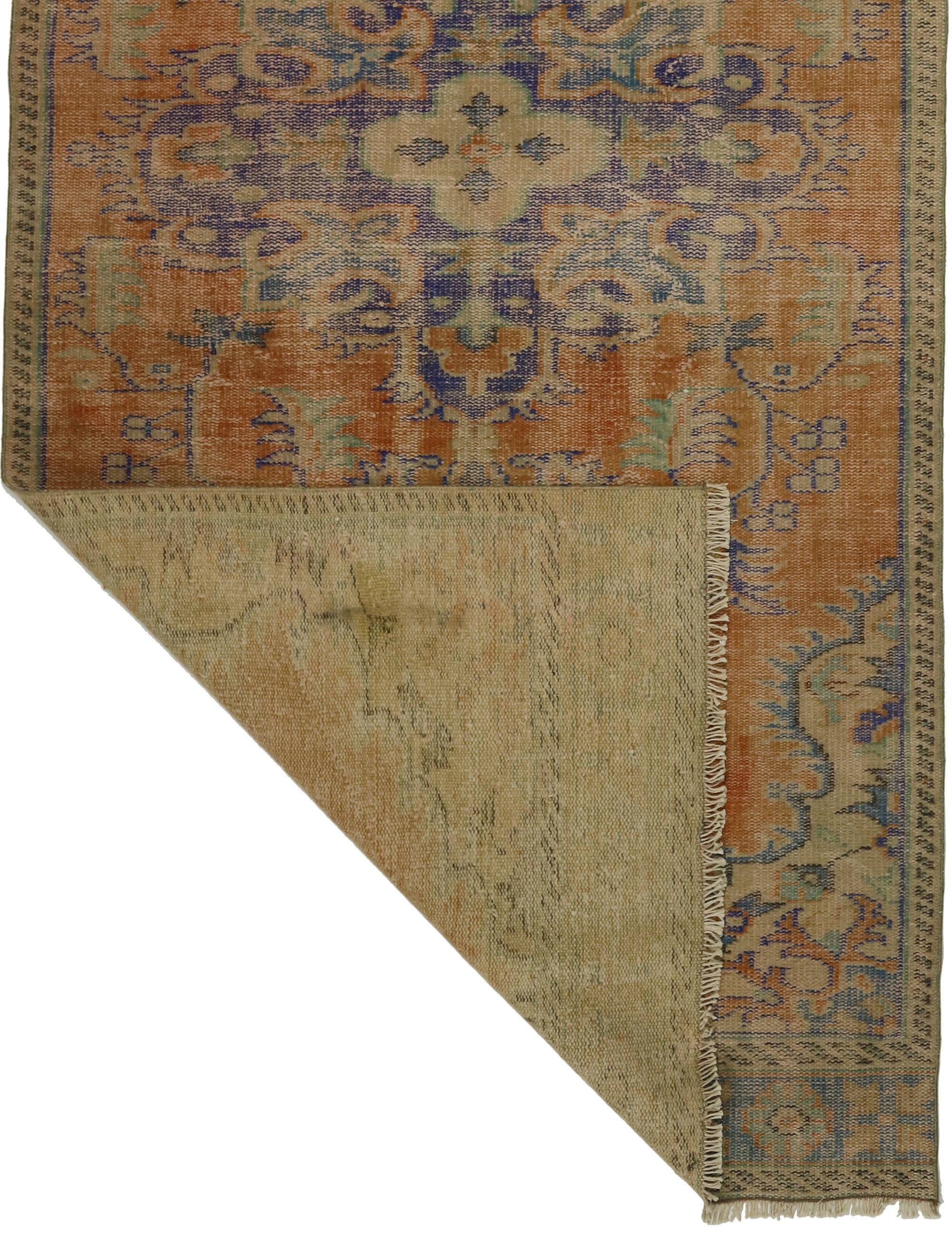 One-of-a-kind turkish handwoven vintage rug - rustic vintage charm 290x 140