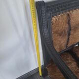 Character armchair in black wood and animal skin #CHMR