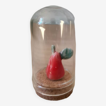 Cloche verre miniature poire céramique artisanale