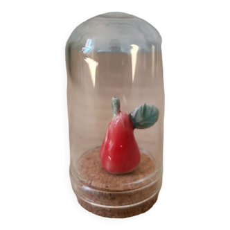 Cloche verre miniature poire céramique artisanale