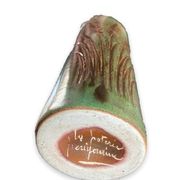 Vase rouleau fond vert midcentury, La Poterie PÉrigourdine