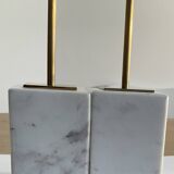 Pair of brass and marble bookends