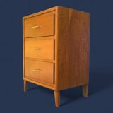 Vintage chest of drawers with oak compass legs, 1950s