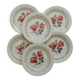 6 assiettes plates en faïence Digoin Sarreguemines, modèle Cannes