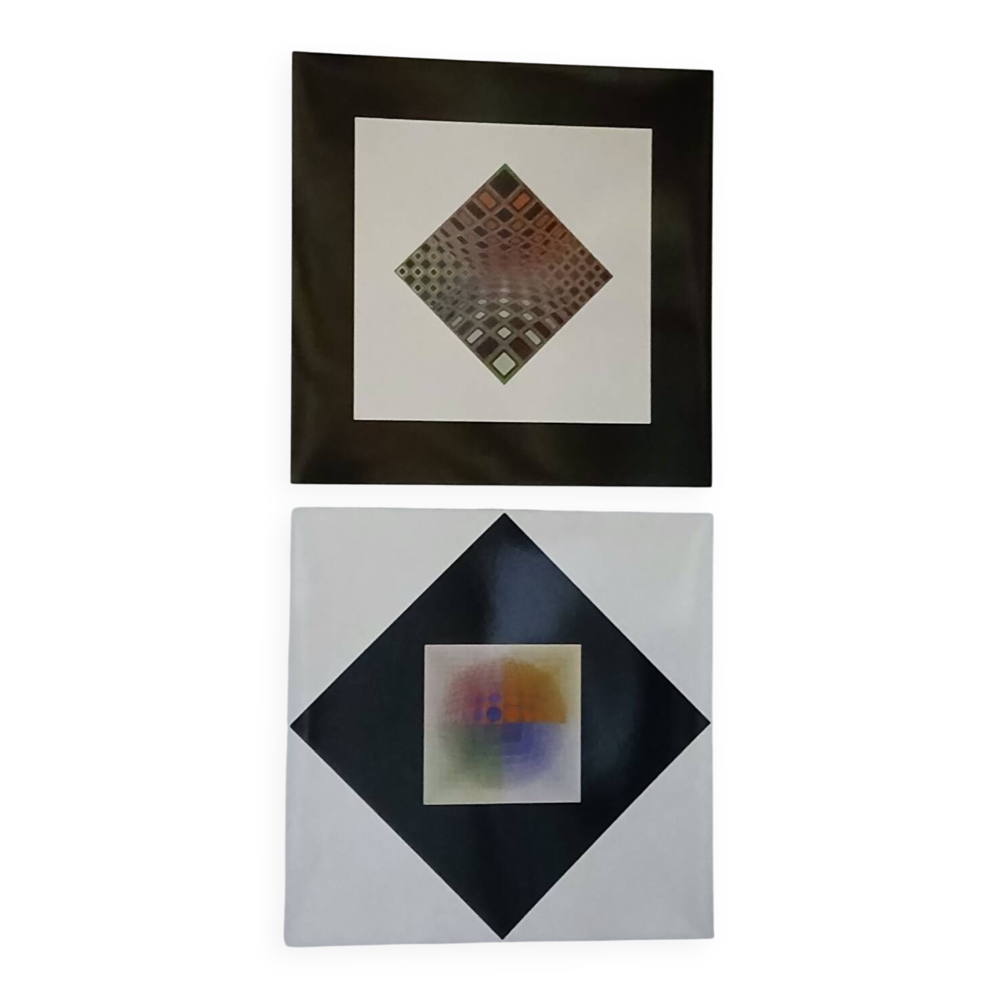 Set of 2 vintage Victor Vasarely silkscreen prints circa 1970, edition of the g