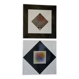 Set of 2 vintage Victor Vasarely silkscreen prints circa 1970, edition of the g