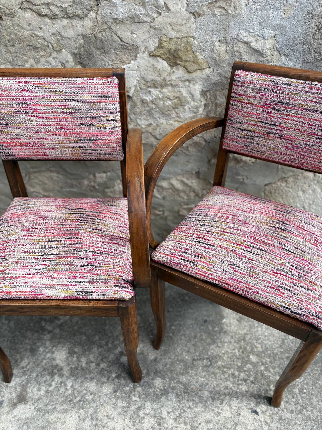 Pair of 1960s bridge chairs in Nobilis fabric