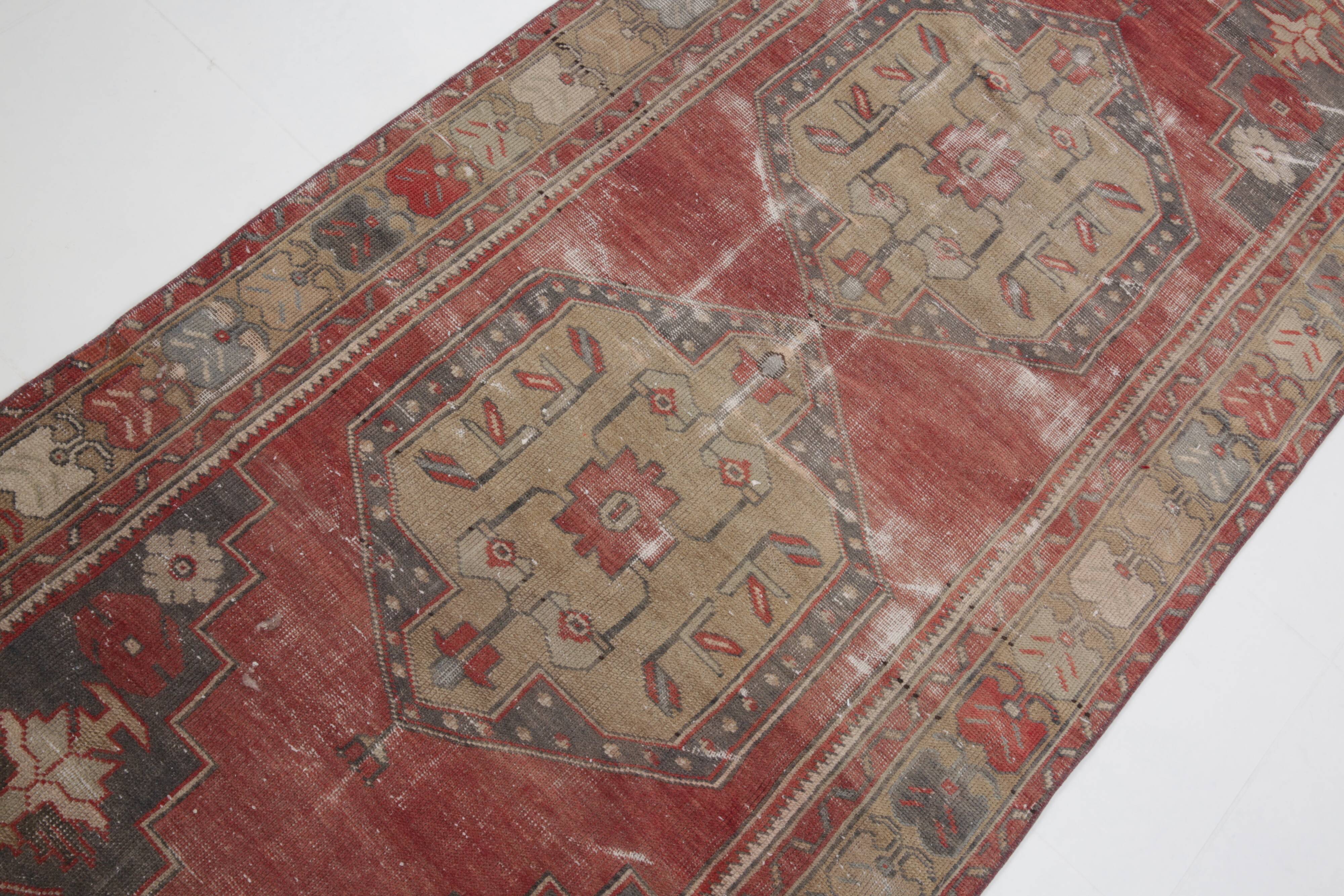 4x9 Rug For Entrway Red Classic Oriental Vintage Rug, 111x263Cm SK 3884