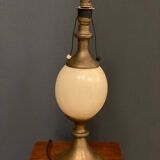 Ostrich egg and bronze lamp 1970 on shower stand