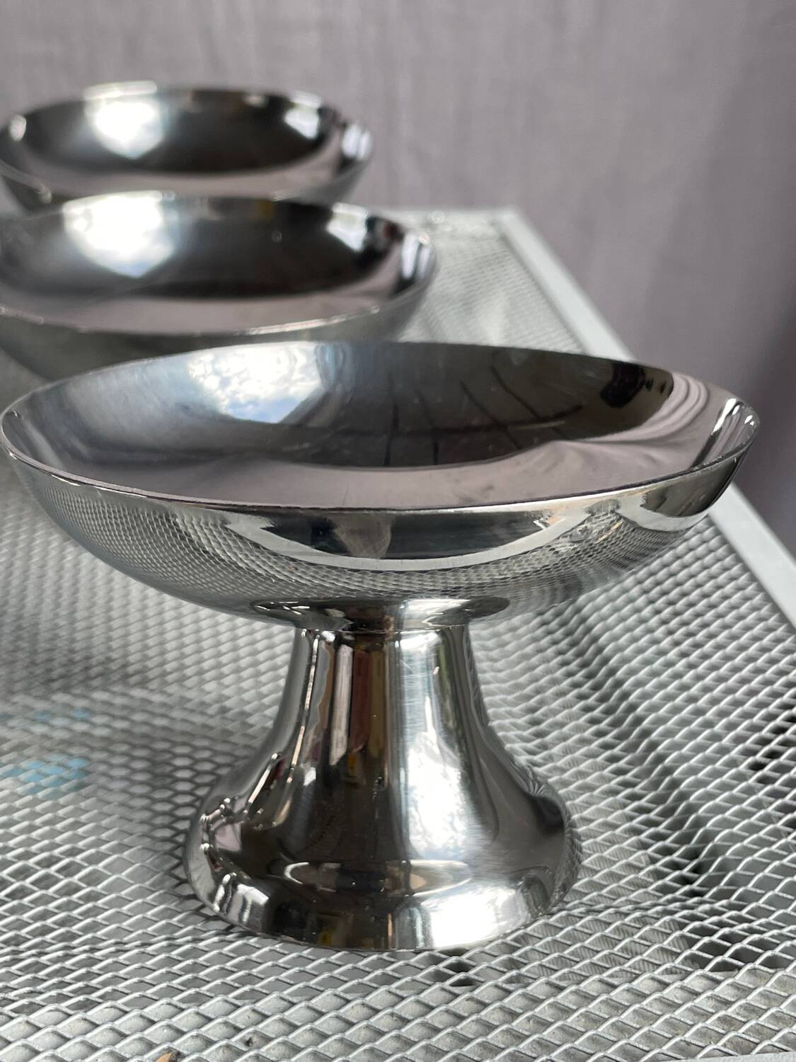 6 coupes à glace en inox vintage