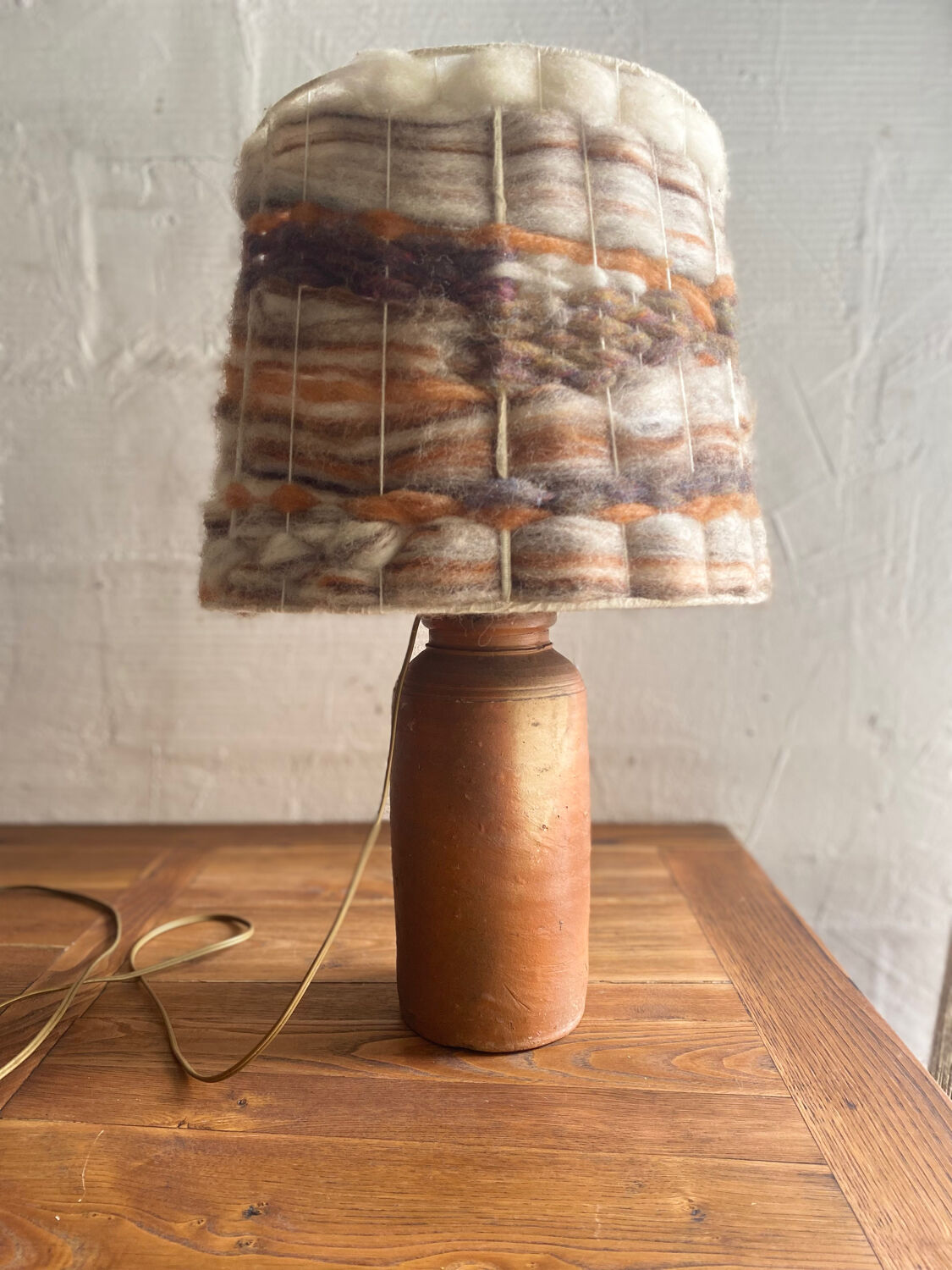 Wool and stoneware lamp, 1970s