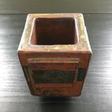 Brutalist brown stoneware vase
