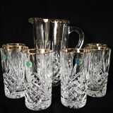 lemonade service, pitchers and glasses, in Lorraine crystal, the Grand Dukes, gold border
