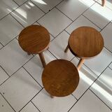 Lot of vintage wooden tripod stools