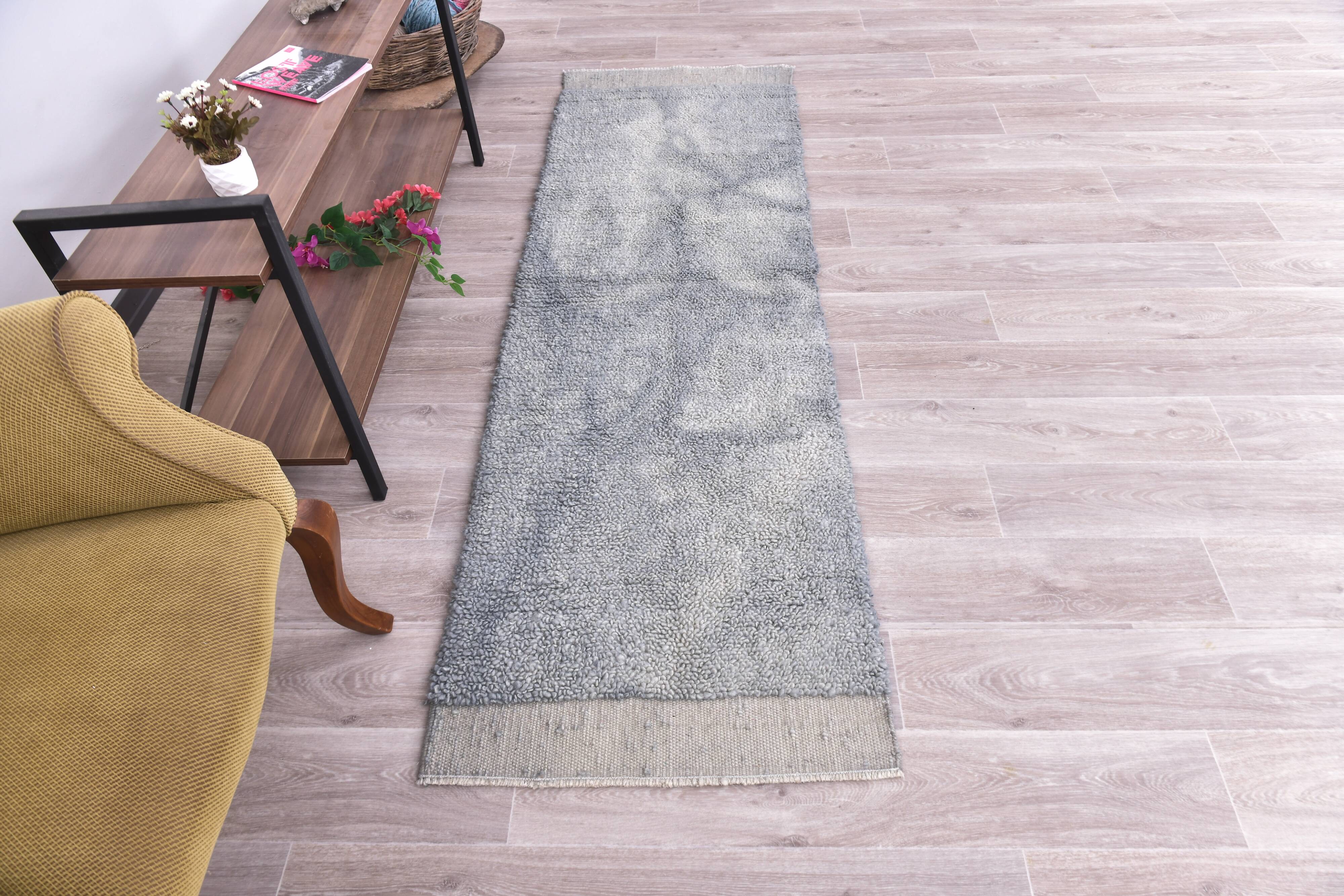 2x7 Light Blue Moroccan Runner Rug 67x218Cm SK 240767