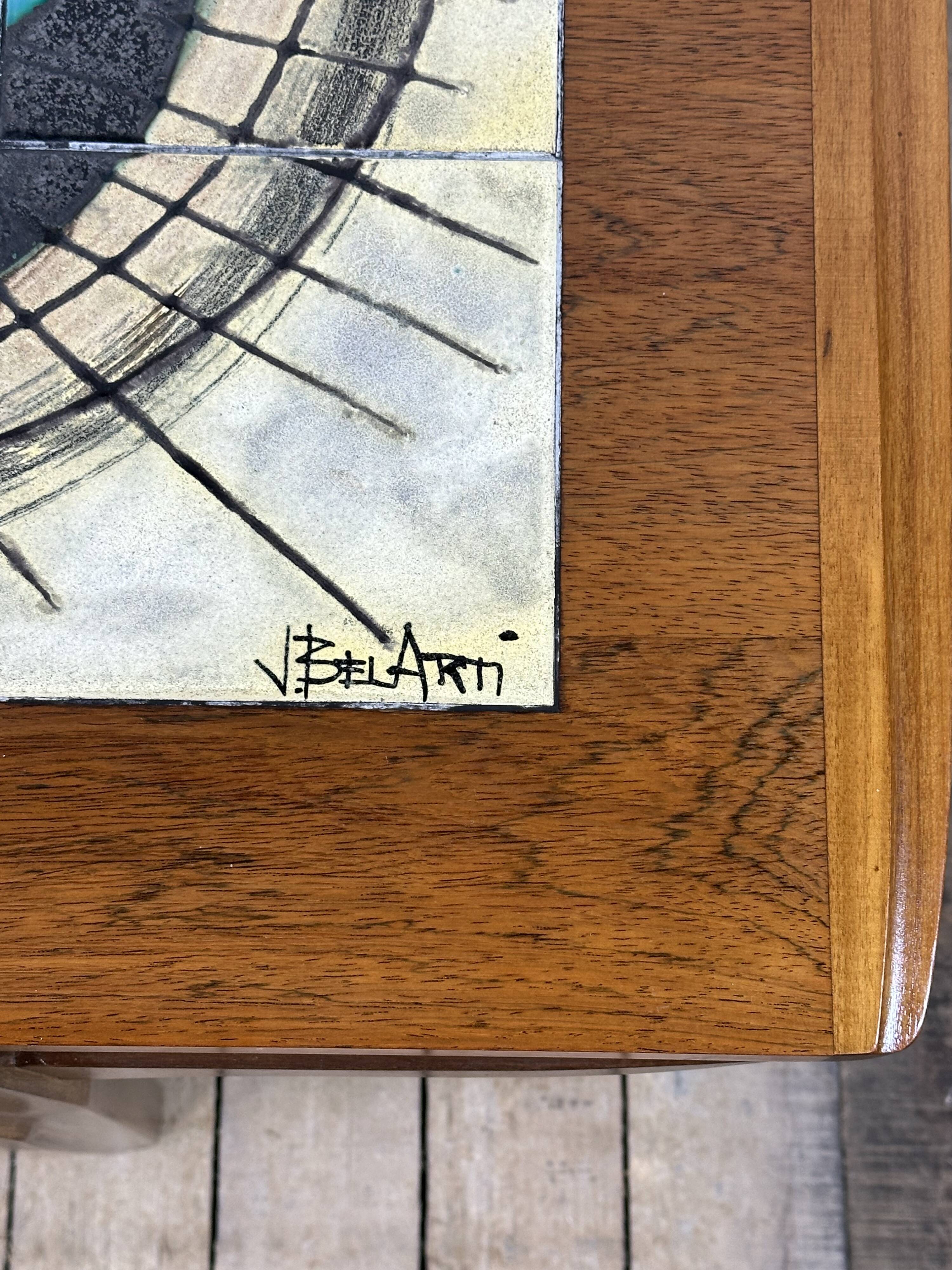 Teak coffee table with lava ceramic by j.belarti 1960