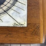 Teak coffee table with lava ceramic by j.belarti 1960