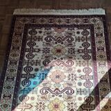 Shirvan urss oriental rug wool handmade rectangular 1940 burgundy and ecru with fringes 100% wool