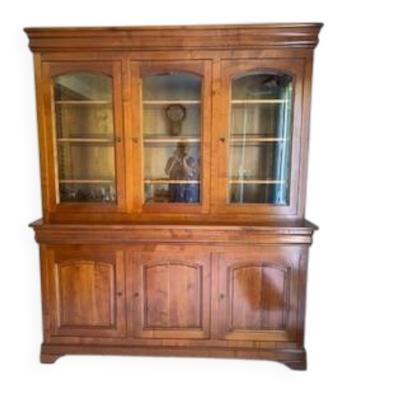Buffet-bibliotheque merisier massif