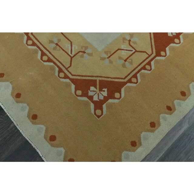 1970s Vintage Turkish Oushak Handmade Wool Cotton Orange Area Rug  116x178