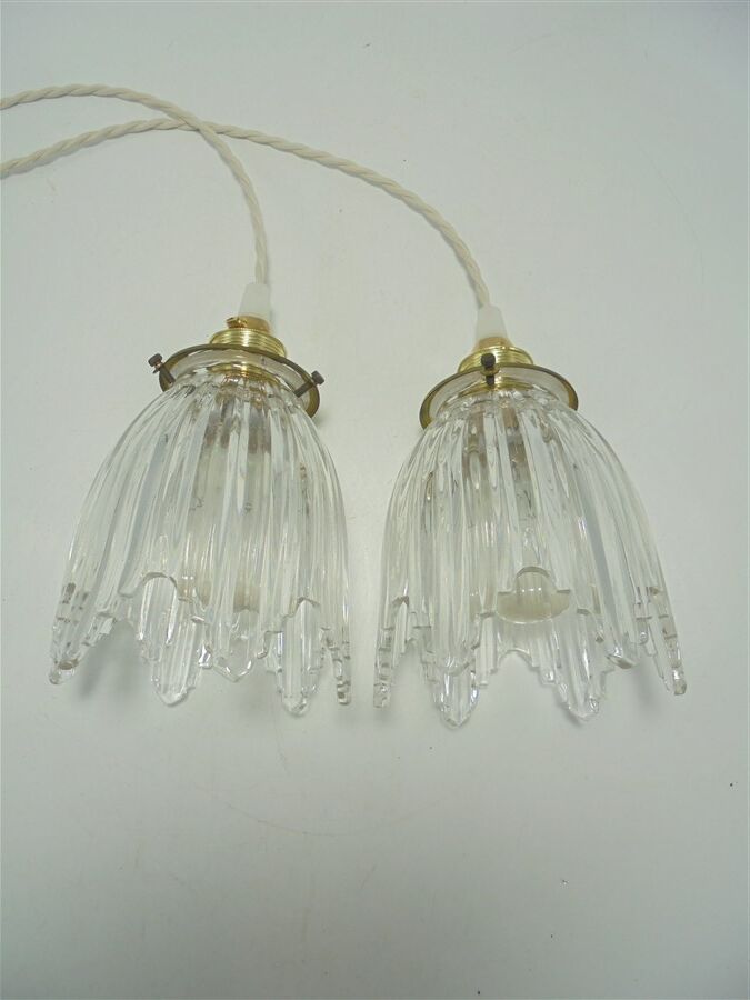 Pair of glass pendant lights