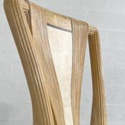 Square Rattan and Stone Marquetry Table with Matching Chairs, 1970