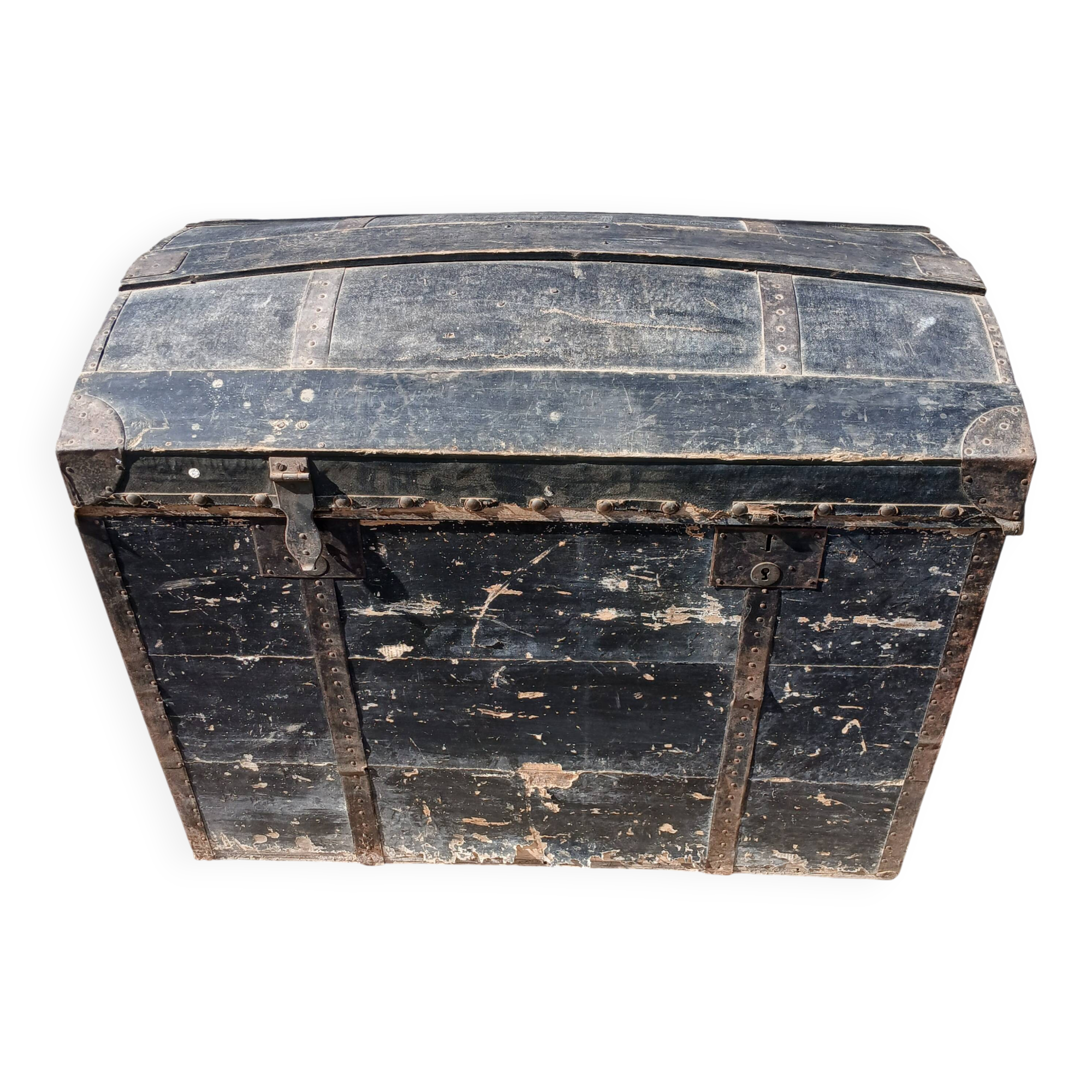 Malle Bombée Ph. Drevet Paris 1867 / Antique French Domed Trunk Napoleon II