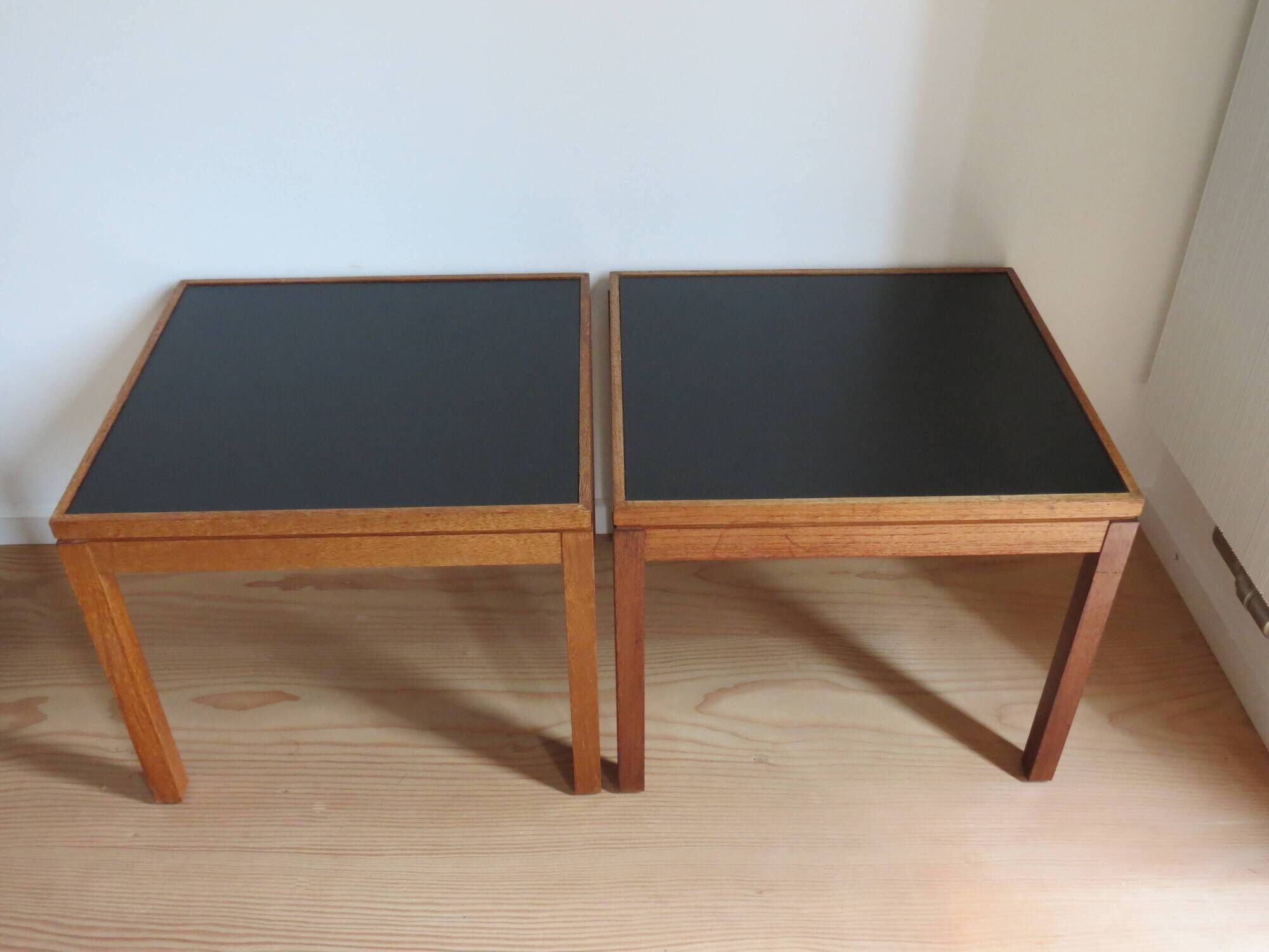 Pair of Mid century Teak and black Top Side Tables 1960s