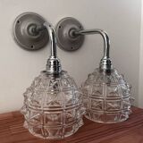 Pair of chrome wall lights