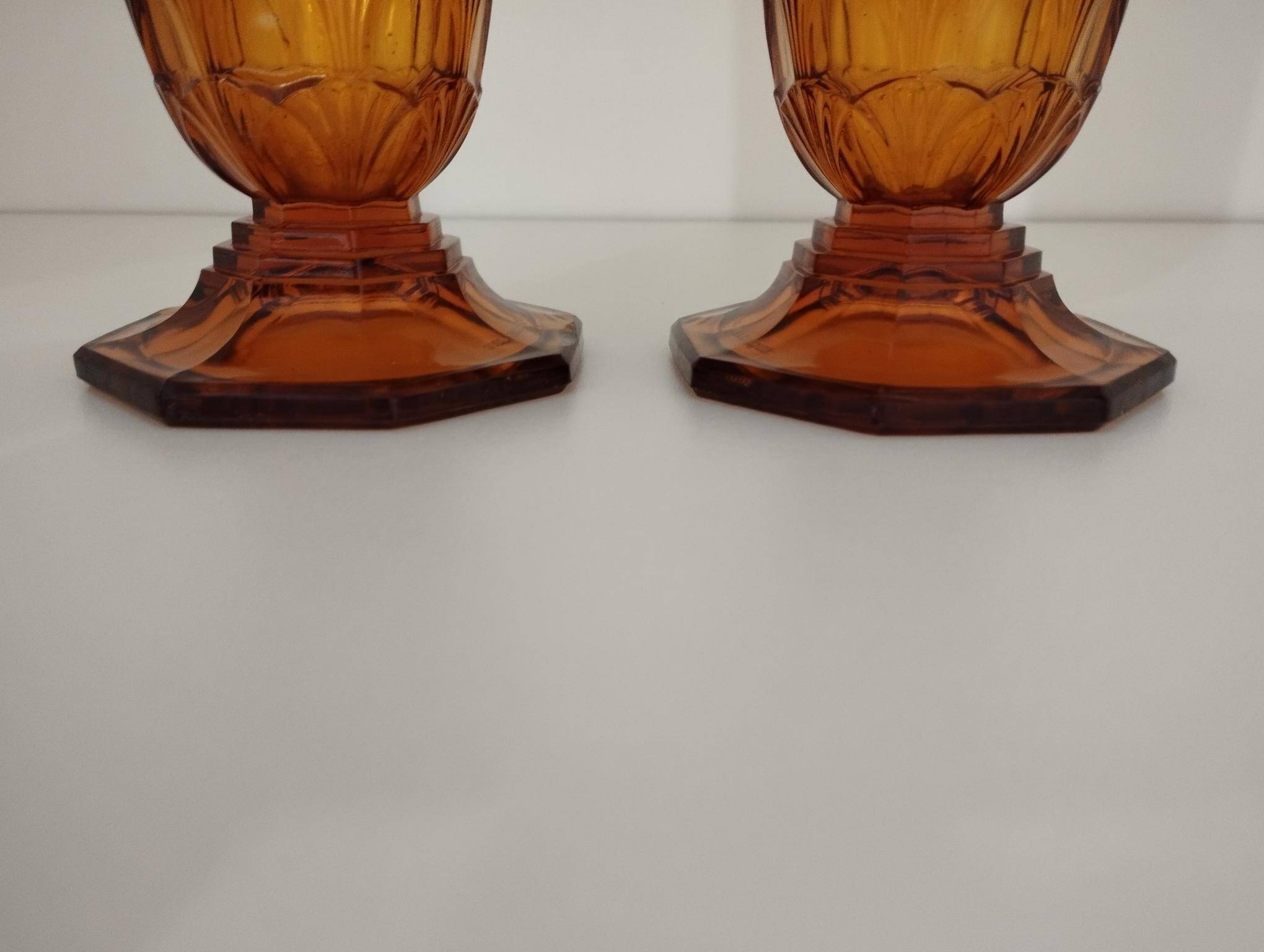 Art Deco vase pair, Val-Saint-Lambert crystal 1930