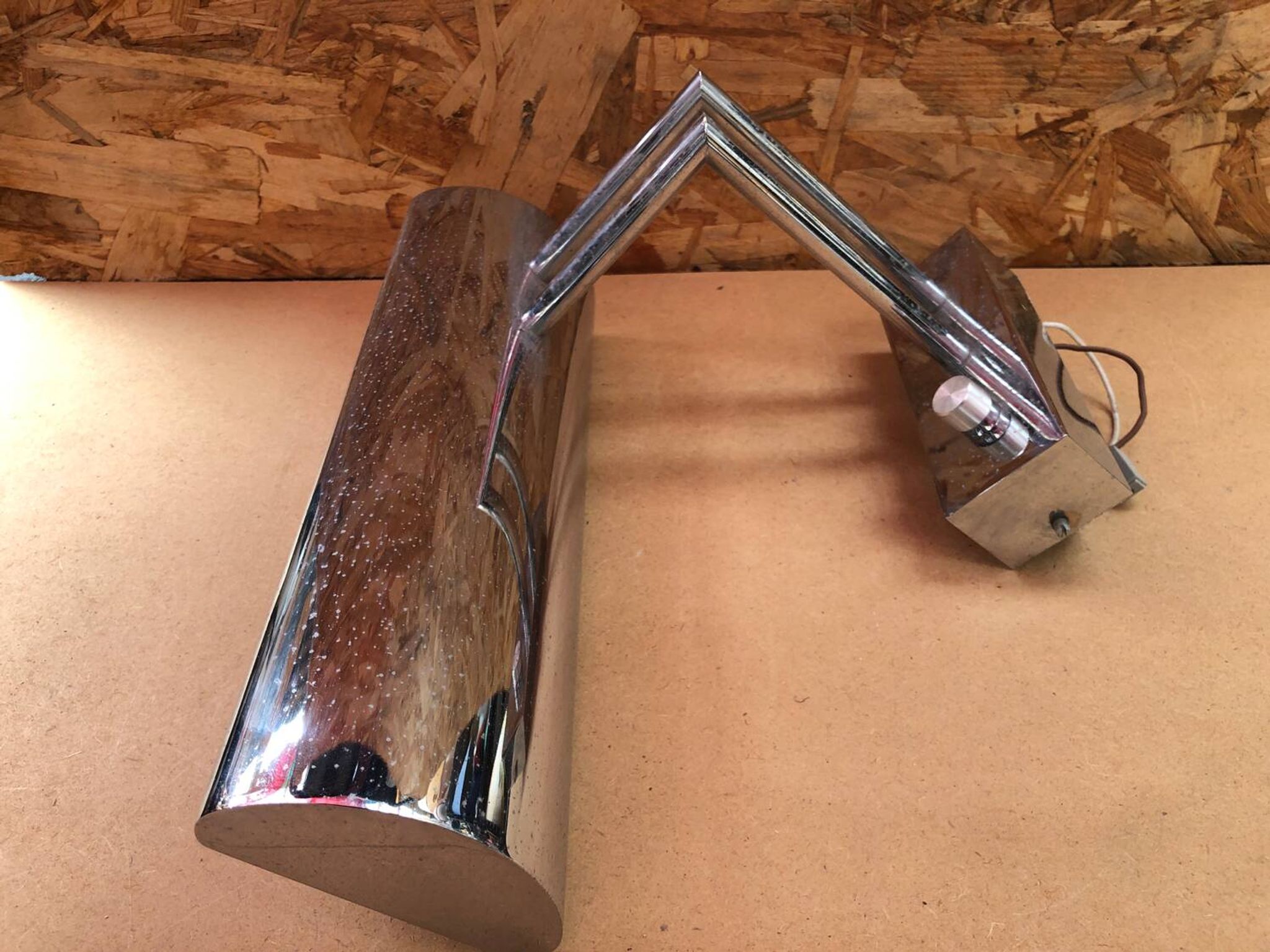 Old Mauro Marzollo Style TVE Wall Lamp Chromed Metal Milano Vintage
