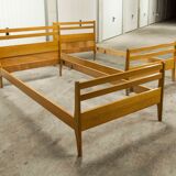 Pair of 1960 Scandinavian twin beds in solid beech