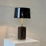 Vintage brass agate table lamp, 1970s
