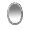 Miroir ovale rétro-éclairé en résine givrée 1970 vintage 44x66cm