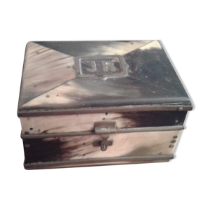 Boite coffret métal et os monogramme