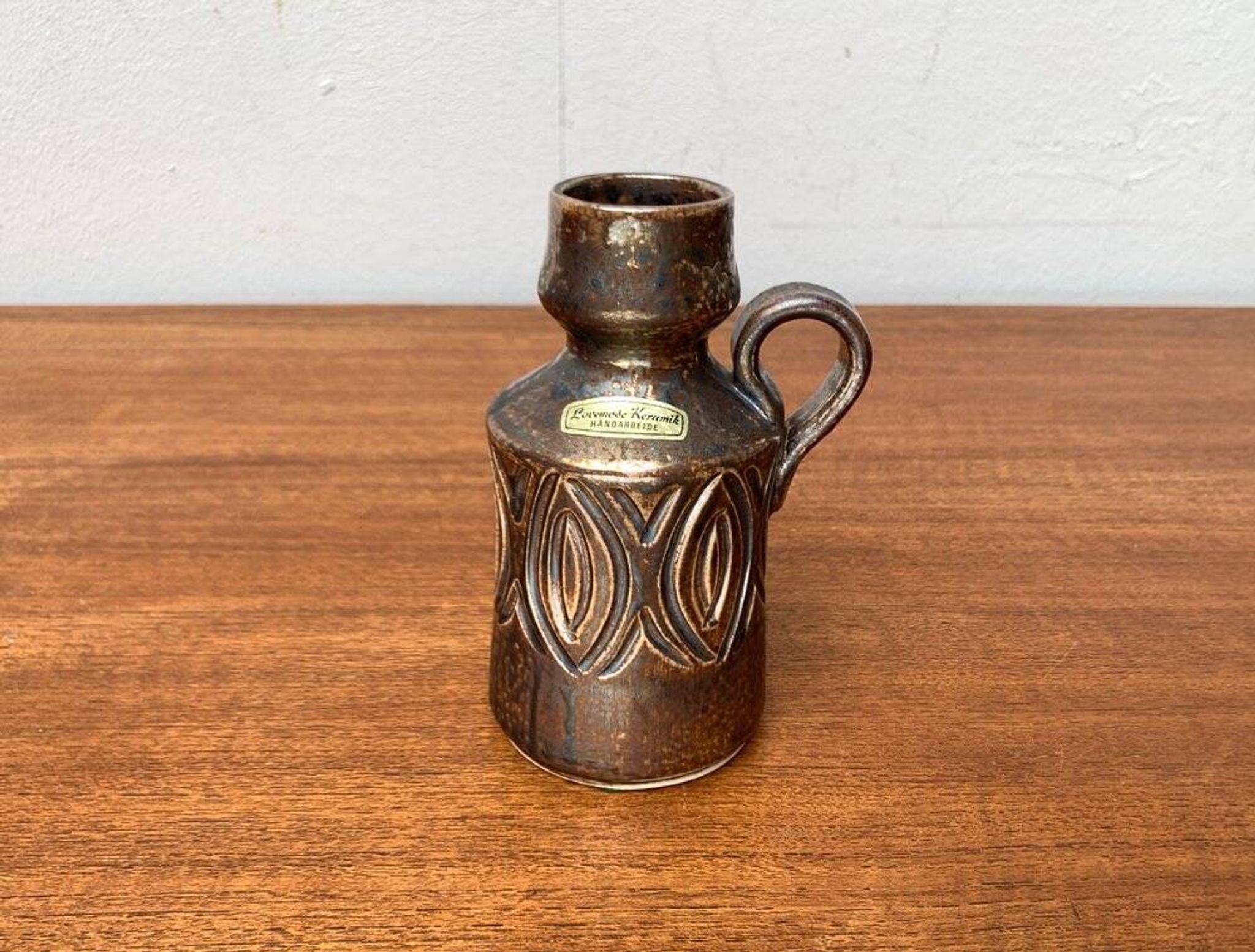 Carafe vase from Lovemose Danish Pottery Studio, mid-century Denmark, 1960s.
