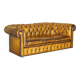 Vintage Chesterfield leather sofa bed, fully restored, circa 1940.