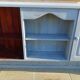 Two-door wall unit with niche in solid wood in grey limed finish