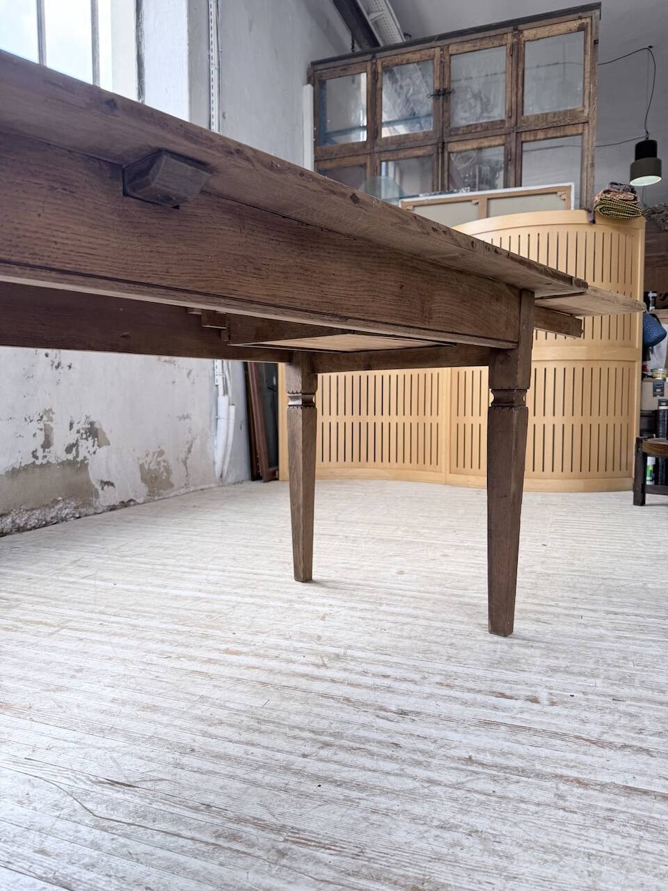 Solid oak farmhouse table with extensions (190-280cm) 1950