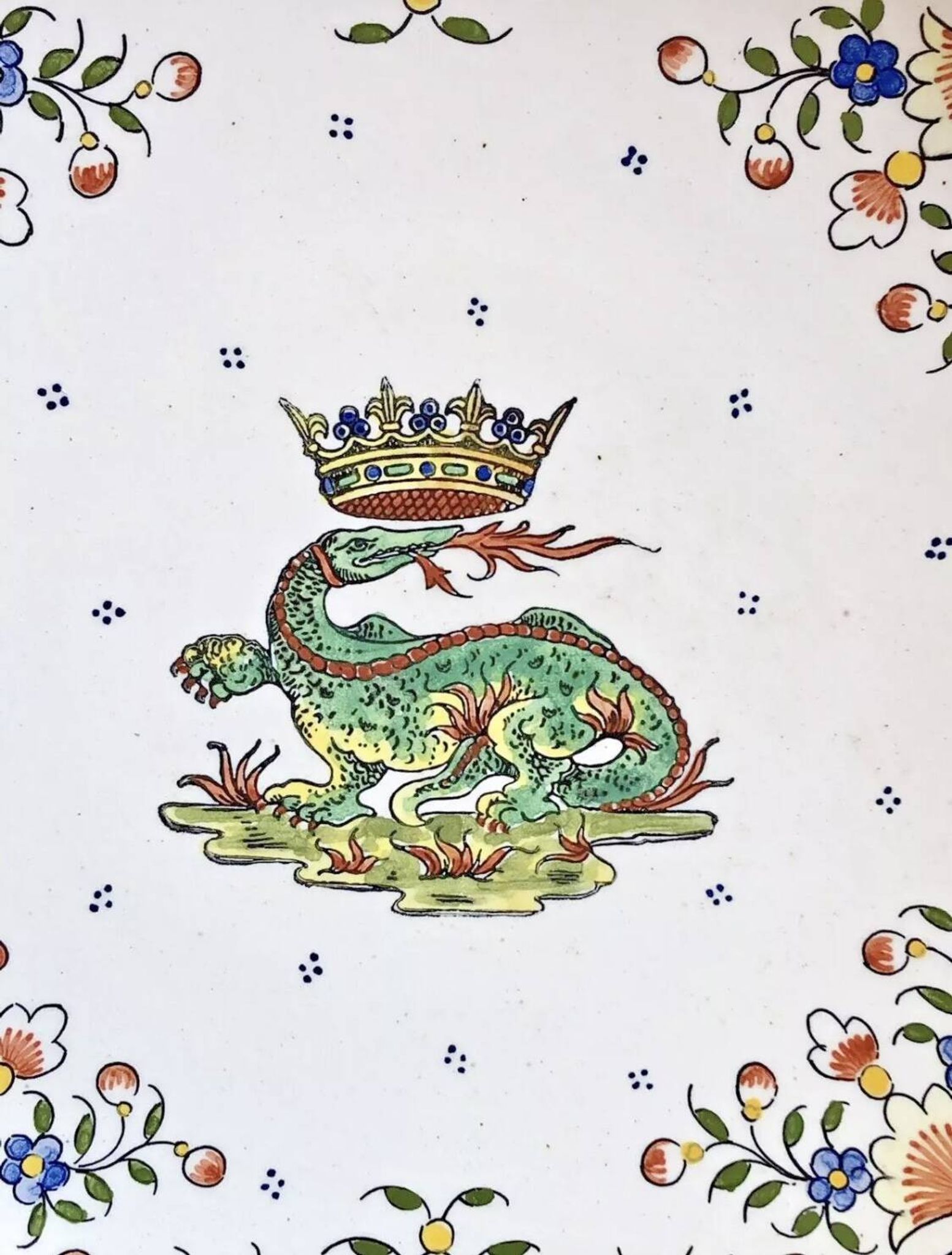 Antique Desvres Rouen fruit bowl, Blois François 1er model
