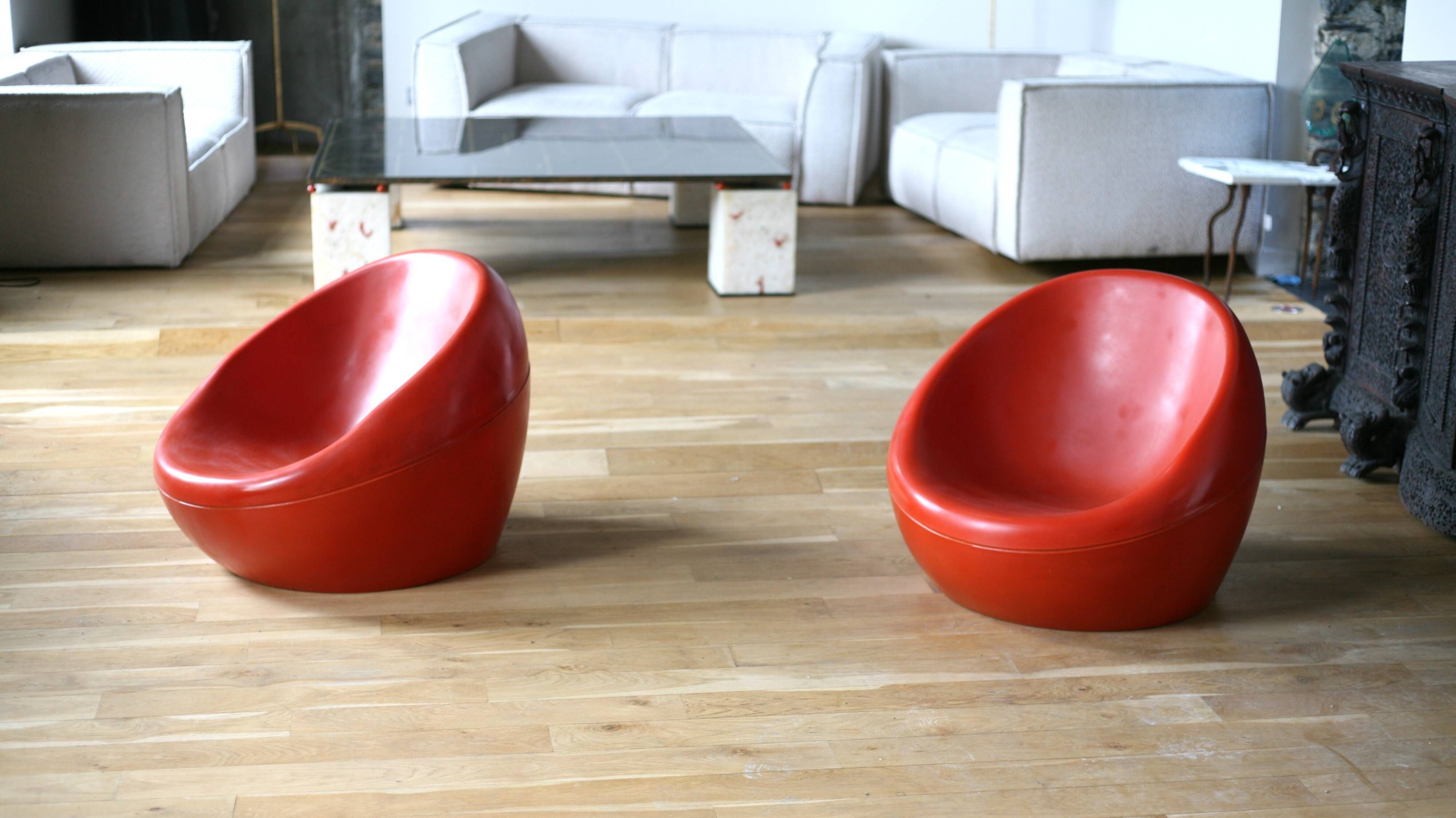 Pair of "space age" armchairs, fibreglass, 1960s