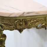 Console in brass and pink alabaster