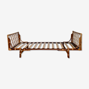 Lit corbeille rotin daybed vintage