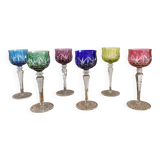 Set of 6 large Rhine wine glasses Roemer in colored crystal