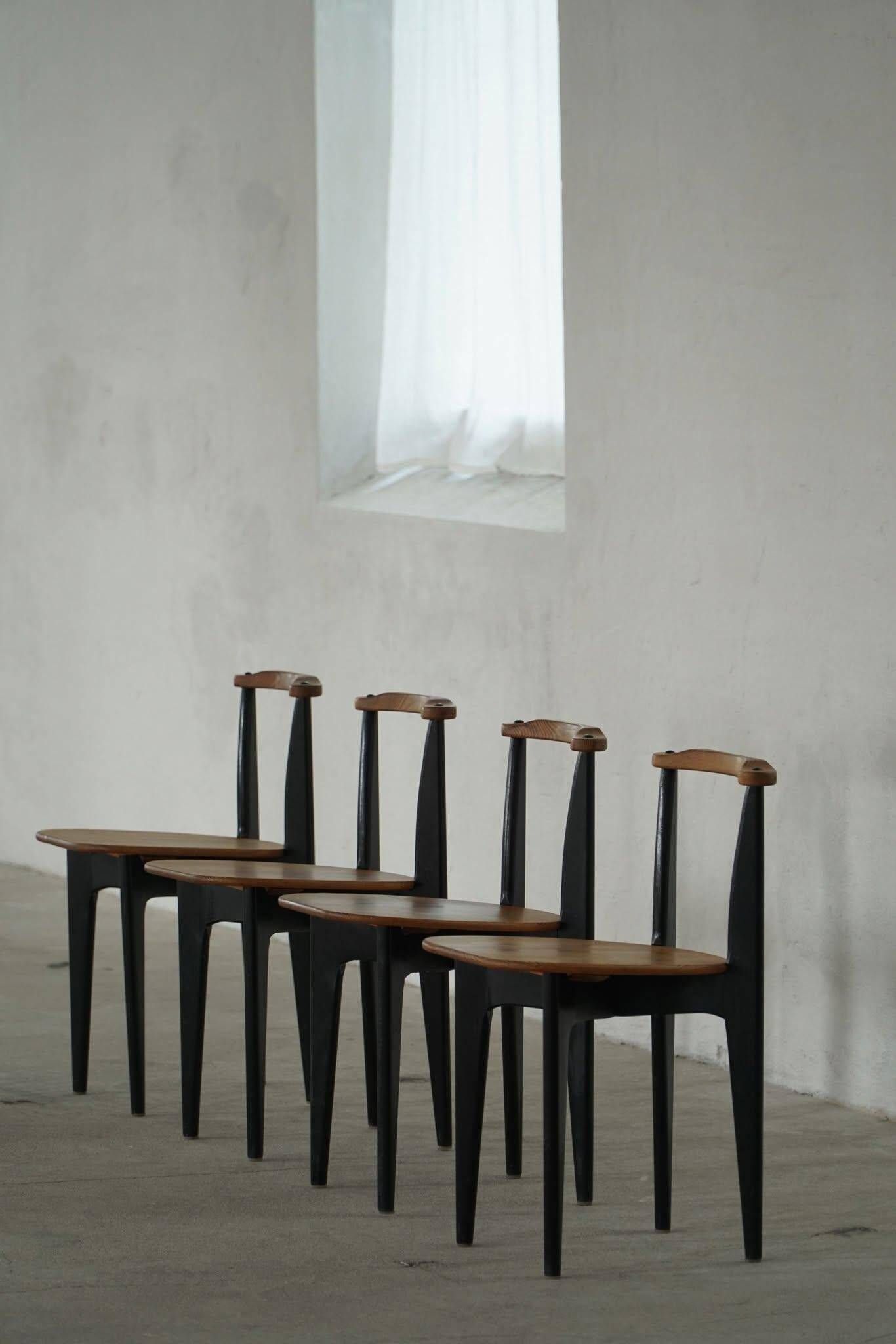 Set of 4 'Thema' chairs in pine by Yngve Ekström, Swedese, Modern Swedish, 1954