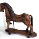 Antique painted wooden rocking horse – Large decorative model on wheels