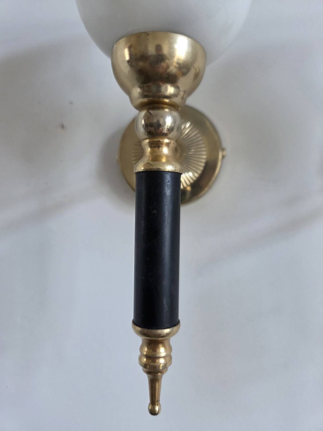 Pair of torch wall lights, 50-60